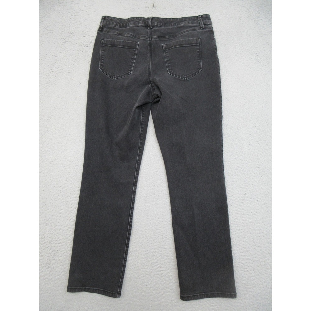 Bandolino Amy Straight Jeans Women 14 Black Charcoal Wash Mid Rise Stretch Denim - Picture 2 of 16